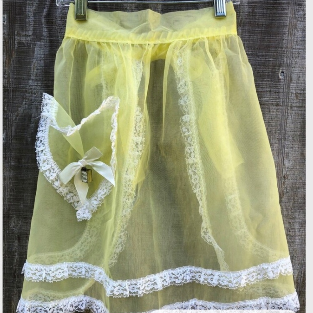 Vintage 1960 buttercup yellow sheer apron